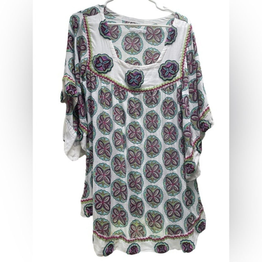 OndadeMar Swim Beach Cover Up Beaded Flowers Size‎ Women Small